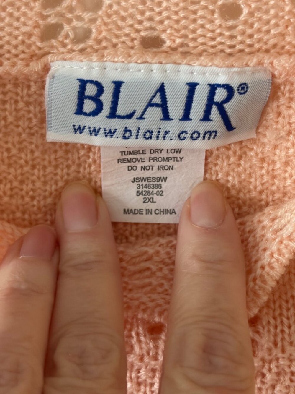 Vintage Blair Sweater Pink Peach Short Sleeve Scalloped Neck 2XL - Picture 4 of 6